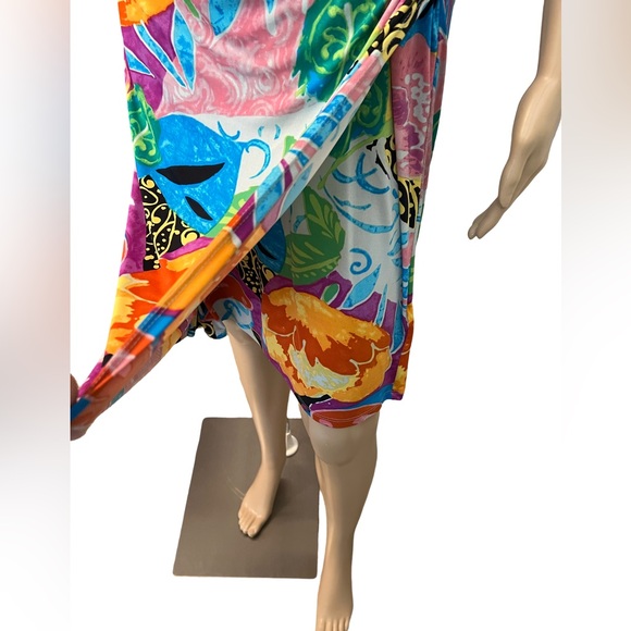 Lauren Ralph Lauren EUC Size 8P Tropical Floral Ruched Faux Wrap Dress (0464) - Picture 6 of 13